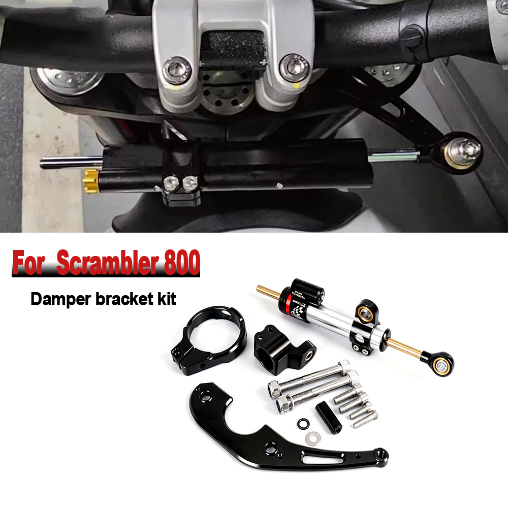 Steering Damper Stabilizer Kit Cnc - For Ducati Scrambler 800 Scrambler800 New
